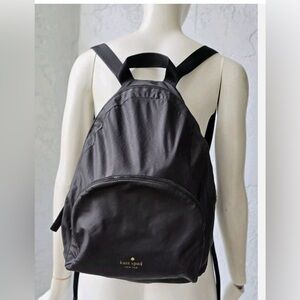 kate spade black nylon backpack with gold logo